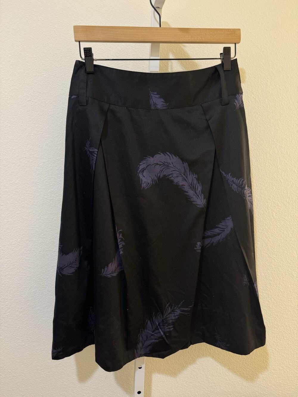Marc Jacobs Y2K Womens Skirt 8 Black Printed A Line Cotton Below Knee